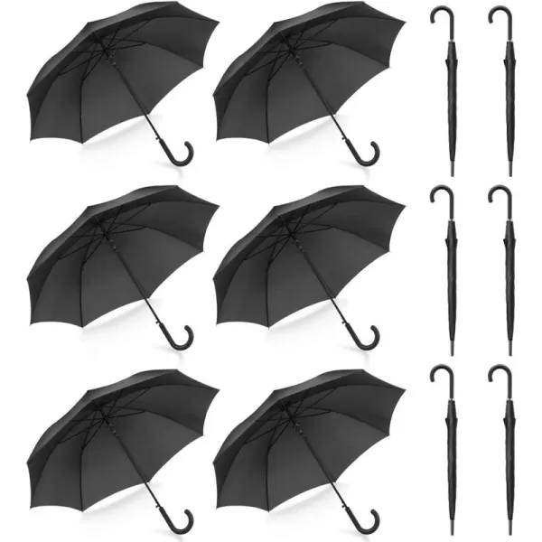 imageLiberty Imports Pack of 12 Wedding Style Stick Umbrellas 46quot Large Canopy Windproof Auto Open J Hook Handle in Bulk Pearl WhiteBlack