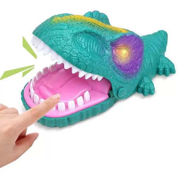 imageSnappy Dinosaur Dentist Classic Bite Finger Game Dino Toy Funny Family Party Tabletop Board Game with LED Light and Sound