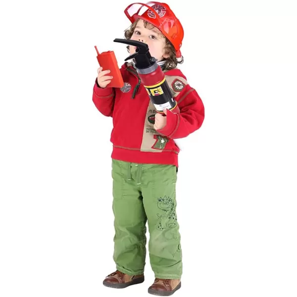 image10 PCs Fireman Gear Firefighter Costume Role Play Career Dress Up Starter Toy Accessories Pretend Play Set with Helmet Tools for Kids Toddlers