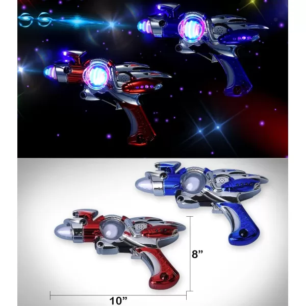 image2 Pack Electric Toy Space Guns Red ampamp Blue Space Ranger Blaster Pistols for Kids Pretend Play with Flashing LED Lights and Blasting Laser FX Sound Effects
