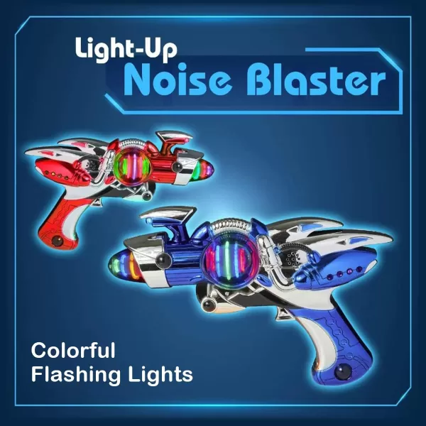 image2 Pack Electric Toy Space Guns Red ampamp Blue Space Ranger Blaster Pistols for Kids Pretend Play with Flashing LED Lights and Blasting Laser FX Sound Effects