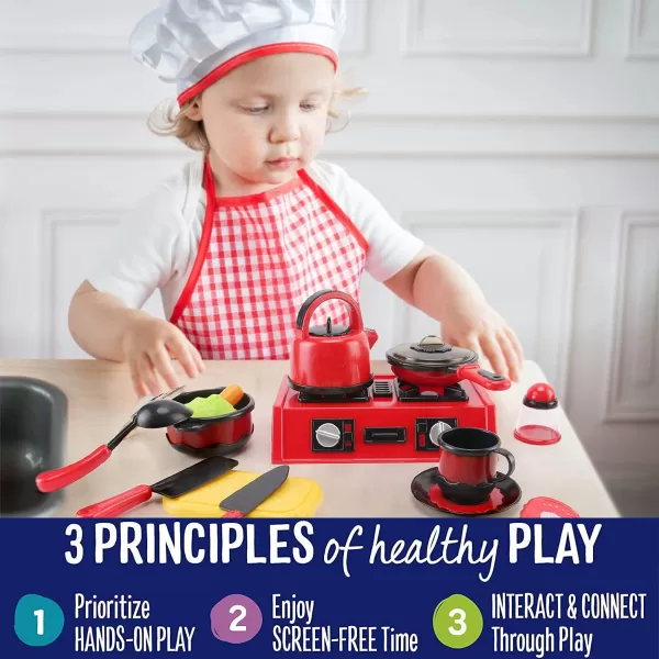 image44 Pieces Kids Kitchen Toy Accessories Mini Breakfast Stove Top Appliances Playset with Fake Cookware Pretend Play Food and Utensils