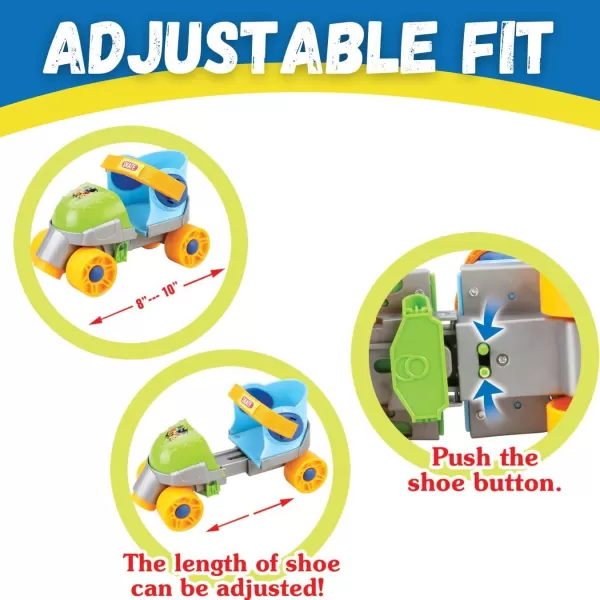 imageGrowwithMe Easy Training Adjustable Inline Rollerskates  QuadStyle 4 Wheel Roller Skates for Kids Toddler and ChildrenGreen