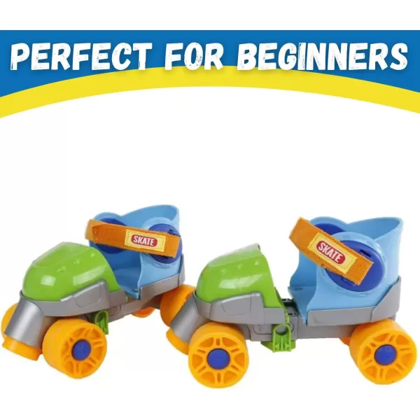 imageGrowwithMe Easy Training Adjustable Inline Rollerskates  QuadStyle 4 Wheel Roller Skates for Kids Toddler and ChildrenGreen