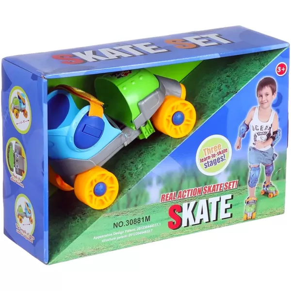 imageGrowwithMe Easy Training Adjustable Inline Rollerskates  QuadStyle 4 Wheel Roller Skates for Kids Toddler and ChildrenGreen