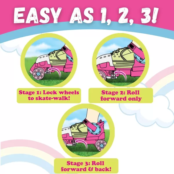 imageGrowwithMe Easy Training Adjustable Inline Rollerskates  QuadStyle 4 Wheel Roller Skates for Kids Toddler and ChildrenPink
