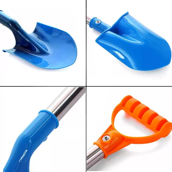 imageHeavy Duty Beach Shovels 16quot Stainless Steel Kids Beach Diggers Sand Scoop Shovels with Plastic Spade and Handle for Summer Outdoors Party Bundle  4 Pack