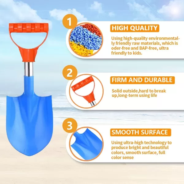 imageHeavy Duty Beach Shovels 16quot Stainless Steel Kids Beach Diggers Sand Scoop Shovels with Plastic Spade and Handle for Summer Outdoors Party Bundle  4 Pack