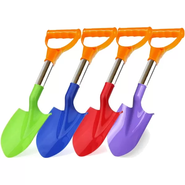imageHeavy Duty Beach Shovels 16quot Stainless Steel Kids Beach Diggers Sand Scoop Shovels with Plastic Spade and Handle for Summer Outdoors Party Bundle  4 Pack
