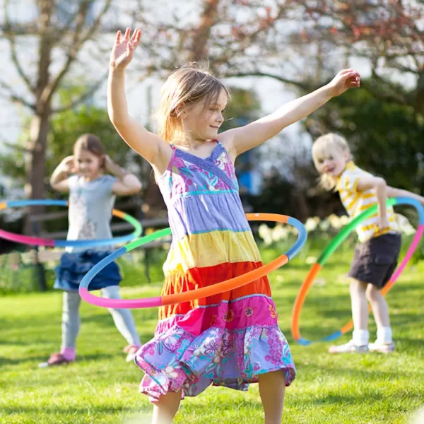 imageKids Exercise Hoop Snap Together Detachable Adjustable Weight Size Plastic Toy Hoops  Spinning Rings for Sports Exercise Playing 32Inch