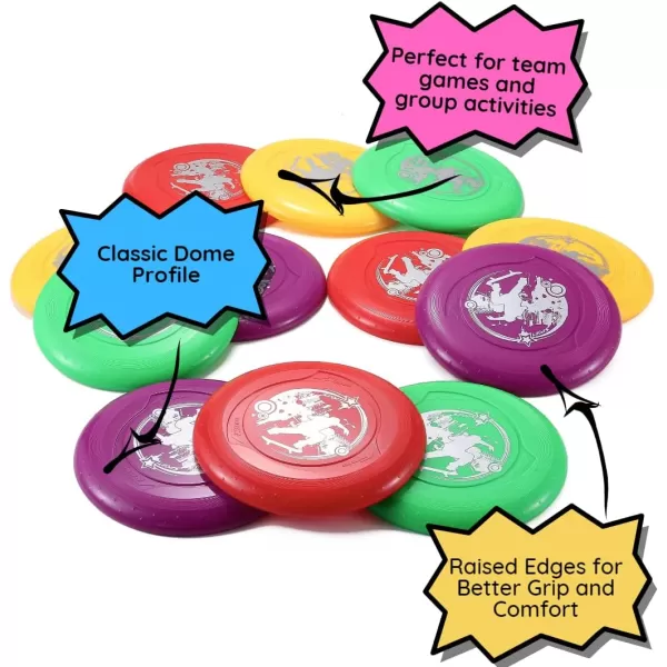 imageLiberty Imports 12 Pack Plastic Flying Sports Discs Set for Outdoors Beach Backyard Throwing and Catching Activities 9quot Play Discs for Kids ampamp Adults