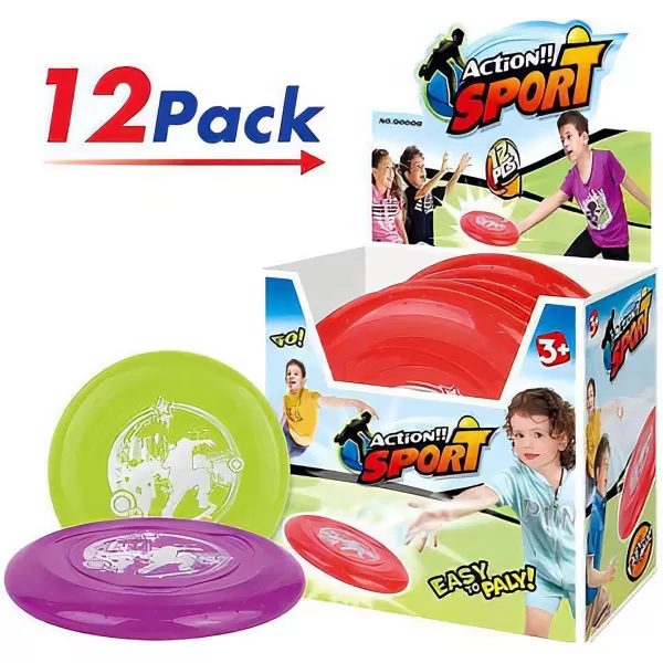 imageLiberty Imports 12 Pack Plastic Flying Sports Discs Set for Outdoors Beach Backyard Throwing and Catching Activities 9quot Play Discs for Kids ampamp Adults