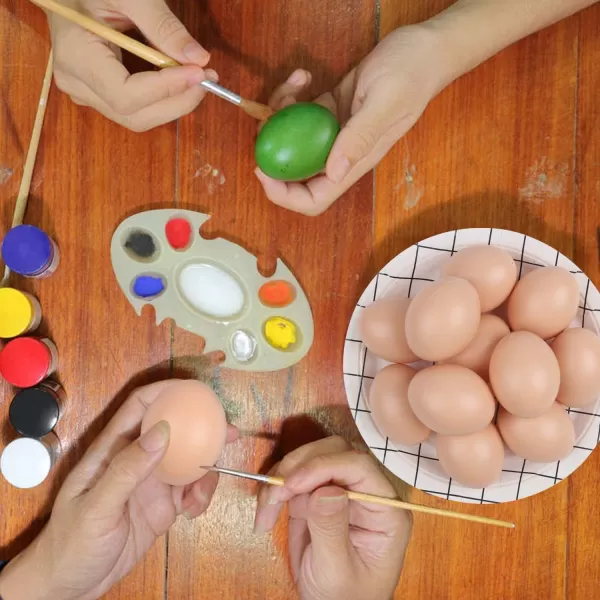 imageLiberty Imports 30Piece Bag of Realistic Brown Chicken Eggs Artificial Nest Plastic Eggs for Kids Pretend Play Food Poultry Imitation Playset and Easter Egg Basket Fillers