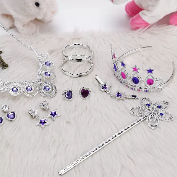 imageLiberty Imports 50 PCS Princess Jewelry Dress Up Accessories Pretend Play Set Jewelry Party Favors for Girls Cosplay Party Favors with Crown Wand Ring Earring Necklace