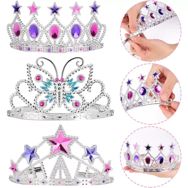 imageLiberty Imports 50 PCS Princess Jewelry Dress Up Accessories Pretend Play Set Jewelry Party Favors for Girls Cosplay Party Favors with Crown Wand Ring Earring Necklace