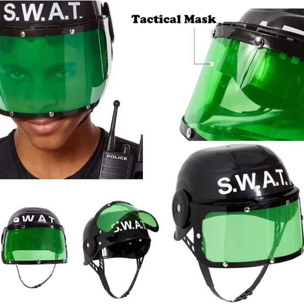 imageLiberty Imports 6 PACK  Dress Up Pretend Career Role Play Hard Hats ampamp Helmets for Little Kids  Halloween Costume Role Play Toddler Dressup Set Police Fireman Construction SWAT Cowboy Army