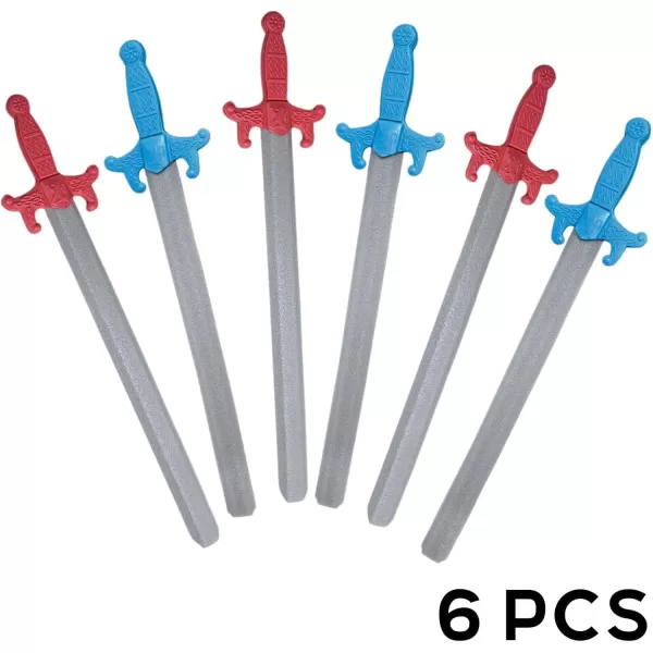 imageLiberty Imports 6 PCS Giant Foam Swords Large 11 Scale Strong Toy Weapons Kids Medieval Warrior Knights Pretend Play Safe Fighting Set  Red vs Blue 30 Inches