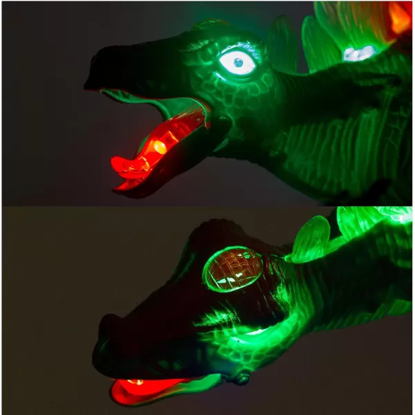 imageLiberty Imports Electronic Walking Jurassic Stegosaurus Dinosaur Toy Figure with Swinging Tail Action Roaring Sounds and LED Lights  Battery Operated Dino Gift for Kids Boys Girls