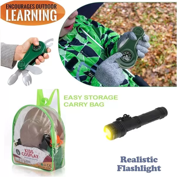 imageLiberty Imports Junior Backyard Safari Explorer Costume Role Play Set Washable Cargo Vest and Outdoor Adventure Camping Gear Kit and Accessories For Kids