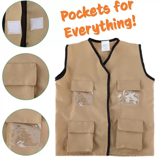 imageLiberty Imports Junior Backyard Safari Explorer Costume Role Play Set Washable Cargo Vest and Outdoor Adventure Camping Gear Kit and Accessories For Kids