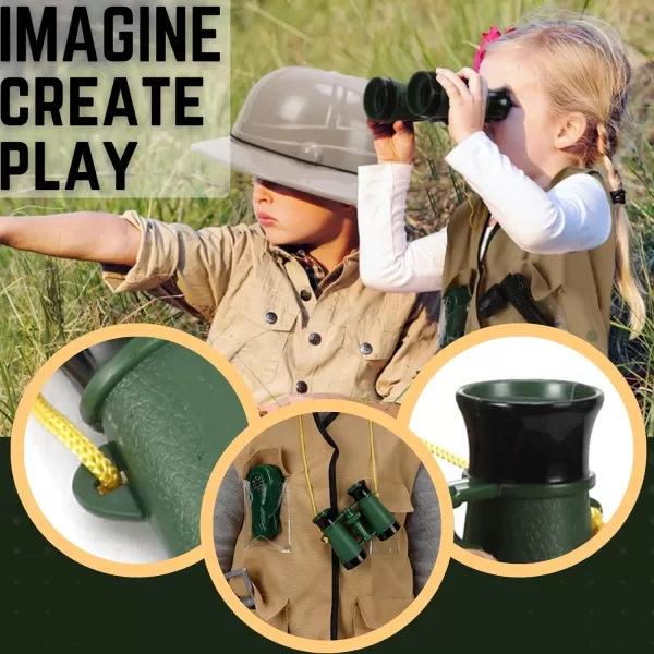 imageLiberty Imports Junior Backyard Safari Explorer Costume Role Play Set Washable Cargo Vest and Outdoor Adventure Camping Gear Kit and Accessories For Kids