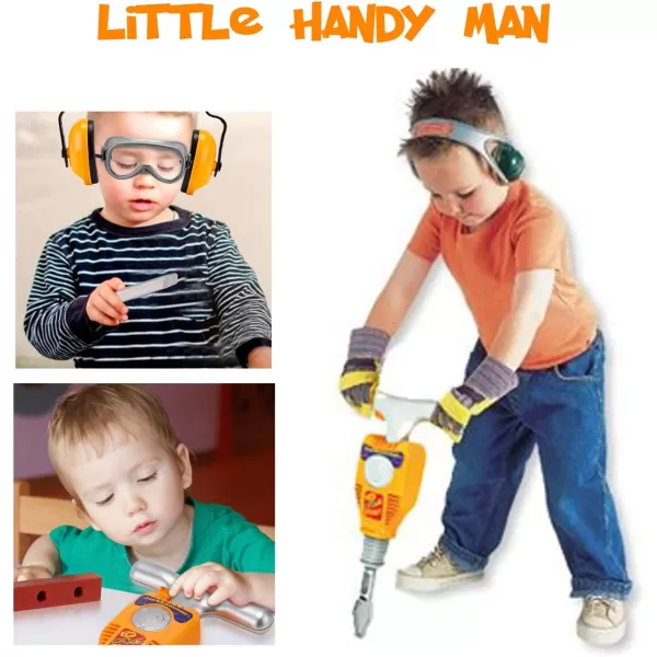 imageLiberty Imports Junior Engineer Jackhammer Toy Construction Tool Drill with Earmuffs Safety Goggles and Accessories