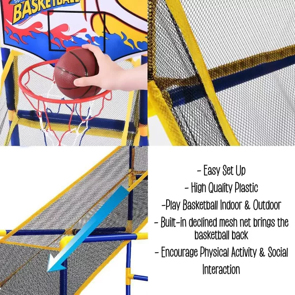 imageLiberty Imports Kids Arcade Basketball Hoop Shot Game Set  Indoor Sports Shooting System with Mini Hoop Inflatable Ball and Pump