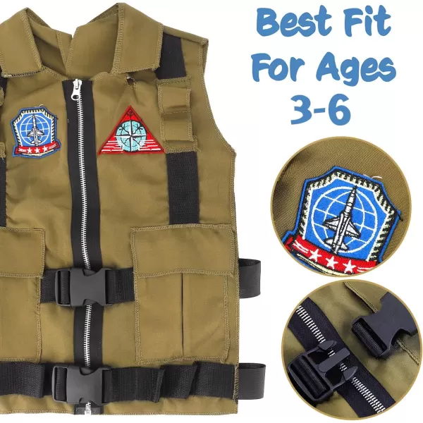 imageLiberty Imports Kids Costume Dress Up Deluxe Role Play Set with Helmet Night Vision Monocular Guns Weapons AccessoriesAir Pilot