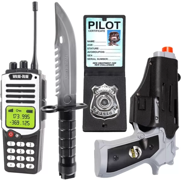 imageLiberty Imports Kids Costume Dress Up Deluxe Role Play Set with Helmet Night Vision Monocular Guns Weapons AccessoriesAir Pilot