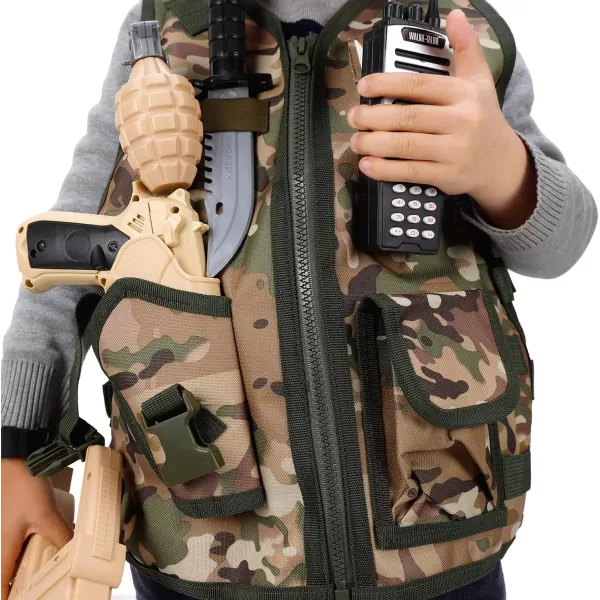 imageLiberty Imports Kids Costume Dress Up Deluxe Role Play Set with Helmet Night Vision Monocular Guns Weapons AccessoriesArmy