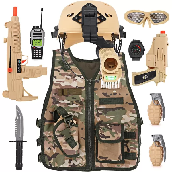 imageLiberty Imports Kids Costume Dress Up Deluxe Role Play Set with Helmet Night Vision Monocular Guns Weapons AccessoriesArmy