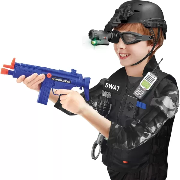 imageLiberty Imports Kids Costume Dress Up Deluxe Role Play Set with Helmet Night Vision Monocular Guns Weapons AccessoriesSwat