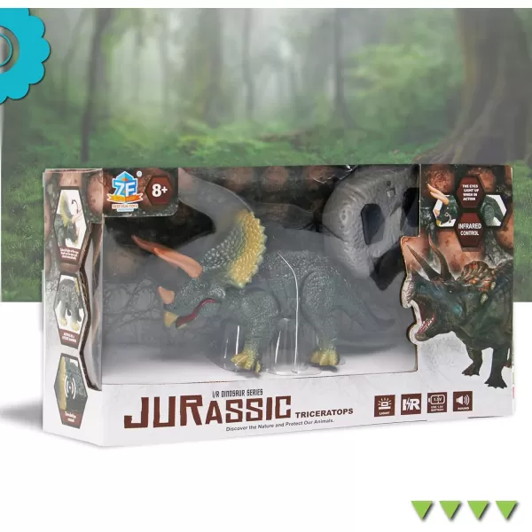 imageLiberty Imports Kids RC Triceratops LED Infrared Remote Control Toy Remote Control Dinosaur with Realistic Roaring Sounds ampamp Lights Battery Operated Moving Dino RobotTriceratops