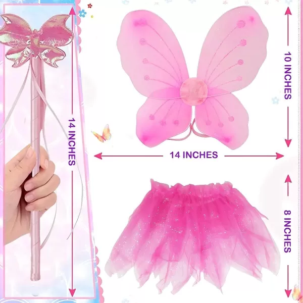 imageLiberty Imports Little Fairy Princess Wings Dress Up Pretend Role Play Costume Set with Tutu Wand Tiara Shoes for Toddlers Kids Girls