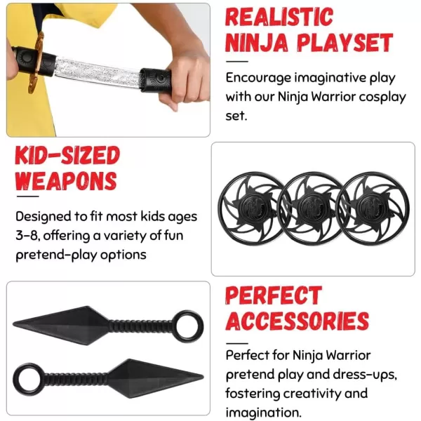 imageLiberty Imports Ninja Warrior Bow and Arrow Archery Set with Katana Sword Sai Melee Toy Weapons for Kids Pretend Role Play Equipment Cosplay Costume Accessories