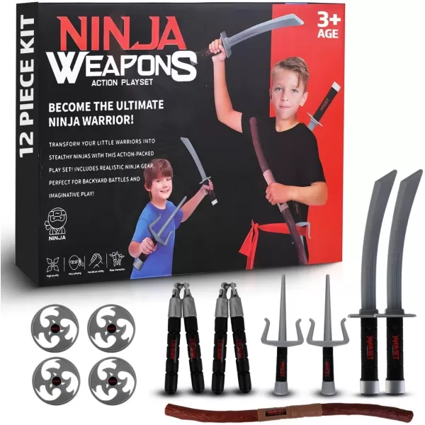 imageLiberty Imports Ninja Warrior Toy Weapons Role Playset Kids Pretend Play Dress Up Battles Costume AccessoriesSet 1
