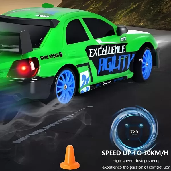 imageLiberty Imports RC Drift Car 124 24GHz 4WD Remote Control Sport Racing OnRoad Vehicle with LED Light Batteries and Drift Tires BlueGreen