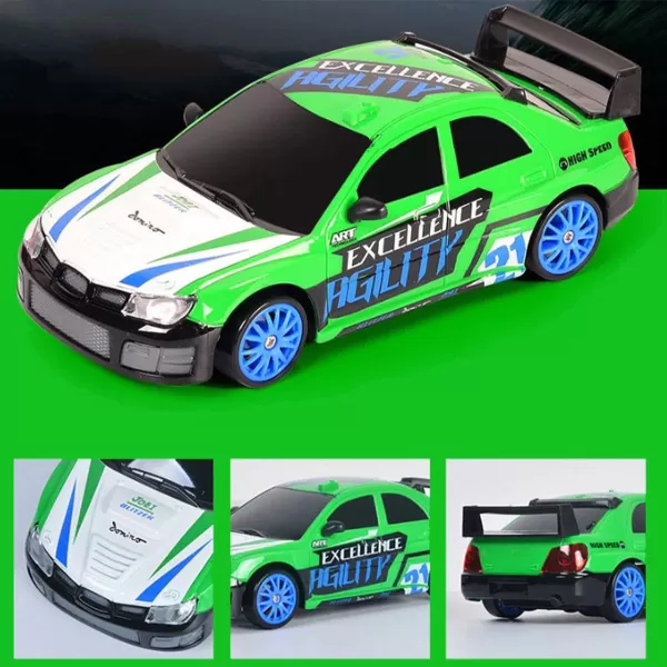 imageLiberty Imports RC Drift Car 124 24GHz 4WD Remote Control Sport Racing OnRoad Vehicle with LED Light Batteries and Drift Tires BlueGreen