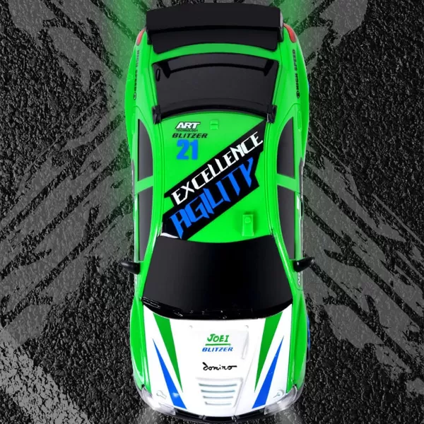 imageLiberty Imports RC Drift Car 124 24GHz 4WD Remote Control Sport Racing OnRoad Vehicle with LED Light Batteries and Drift Tires BlueGreen