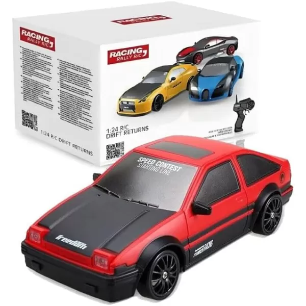 imageLiberty Imports RC Drift Car 124 24GHz 4WD Remote Control Sport Racing OnRoad Vehicle with LED Light Batteries and Drift Tires BlueRed