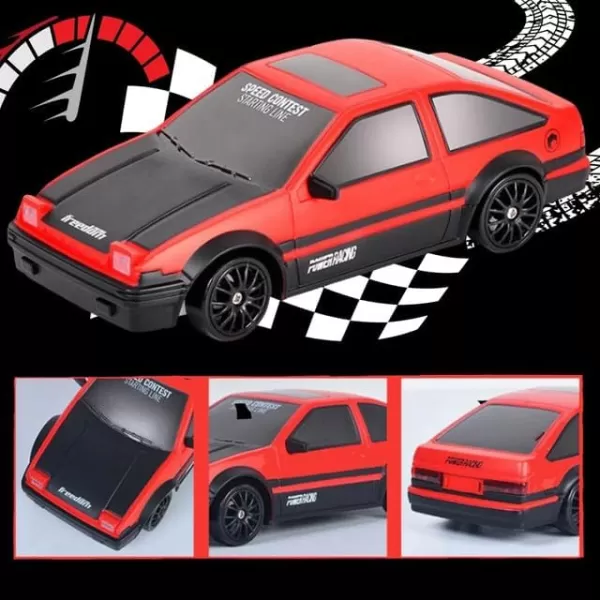 imageLiberty Imports RC Drift Car 124 24GHz 4WD Remote Control Sport Racing OnRoad Vehicle with LED Light Batteries and Drift Tires BlueRed