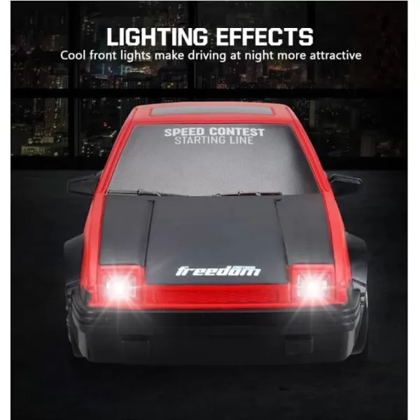 imageLiberty Imports RC Drift Car 124 24GHz 4WD Remote Control Sport Racing OnRoad Vehicle with LED Light Batteries and Drift Tires BlueRed