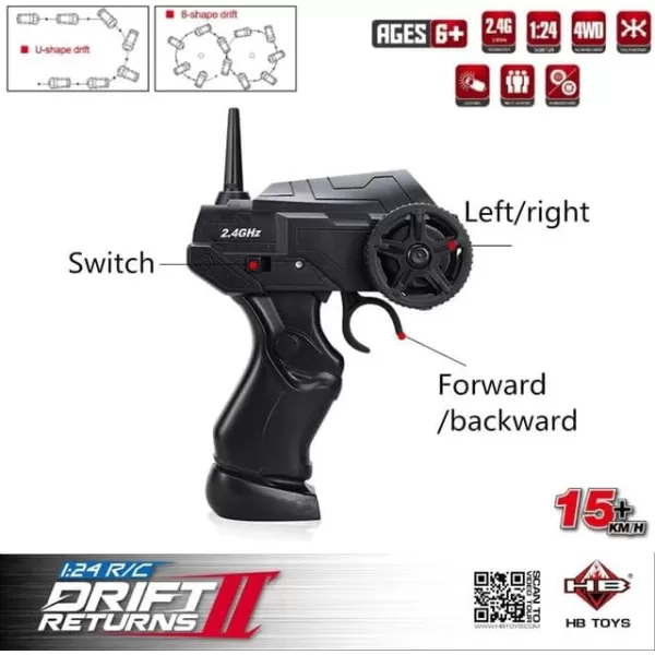 imageLiberty Imports RC Drift Car 124 24GHz 4WD Remote Control Sport Racing OnRoad Vehicle with LED Light Batteries and Drift Tires BlueRed