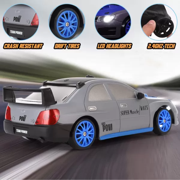 imageLiberty Imports RC Drift Car 124 24GHz 4WD Remote Control Sport Racing OnRoad Vehicle with LED Light Batteries and Drift Tires BlueSilver