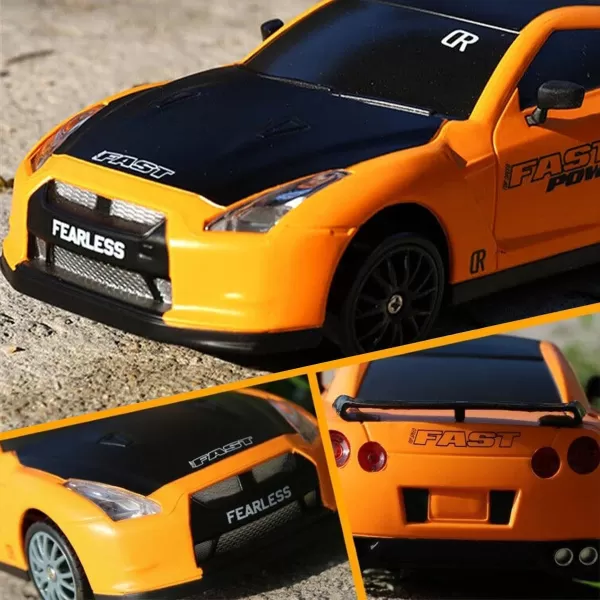 imageLiberty Imports RC Drift Car 124 24GHz 4WD Remote Control Sport Racing OnRoad Vehicle with LED Light Batteries and Drift Tires BlueYellow