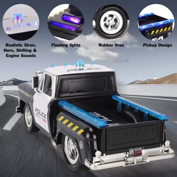 imageLiberty Imports RC Remote Control Police Pickup Truck Toy Vehicle with Lights and Sirens  116 Rechargeable Radio Control Cop Car for Kids