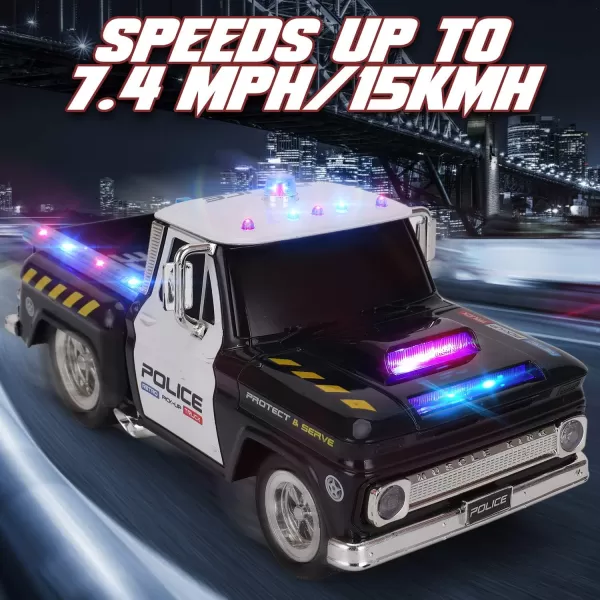 imageLiberty Imports RC Remote Control Police Pickup Truck Toy Vehicle with Lights and Sirens  116 Rechargeable Radio Control Cop Car for Kids