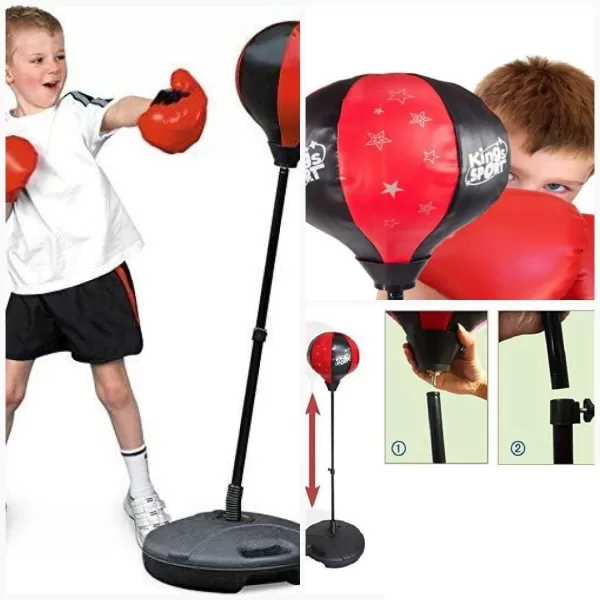 imageLiberty Imports Sport Boxing Set Punching Bag with Gloves  Punching Ball for Kids Adjustable Height  43 inches
