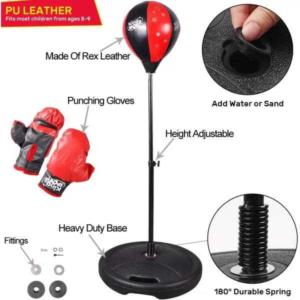 imageLiberty Imports Sport Boxing Set Punching Bag with Gloves  Punching Ball for Kids Adjustable Height  43 inches