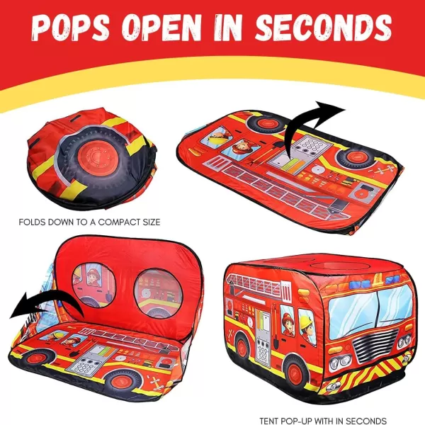 imagePop Up Play Tent for Kids  My First Foldable Indoor ampamp Outdoor Playhouse Vehicle Toys for Toddlers Boys and Girls School BusFire Truck